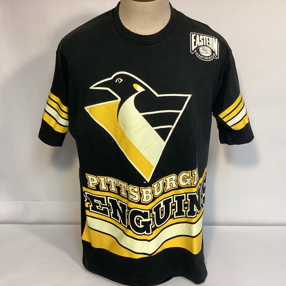 Pittsburgh Penguins Hockey Vintage 90s All Over Print Single Stich T-shirt